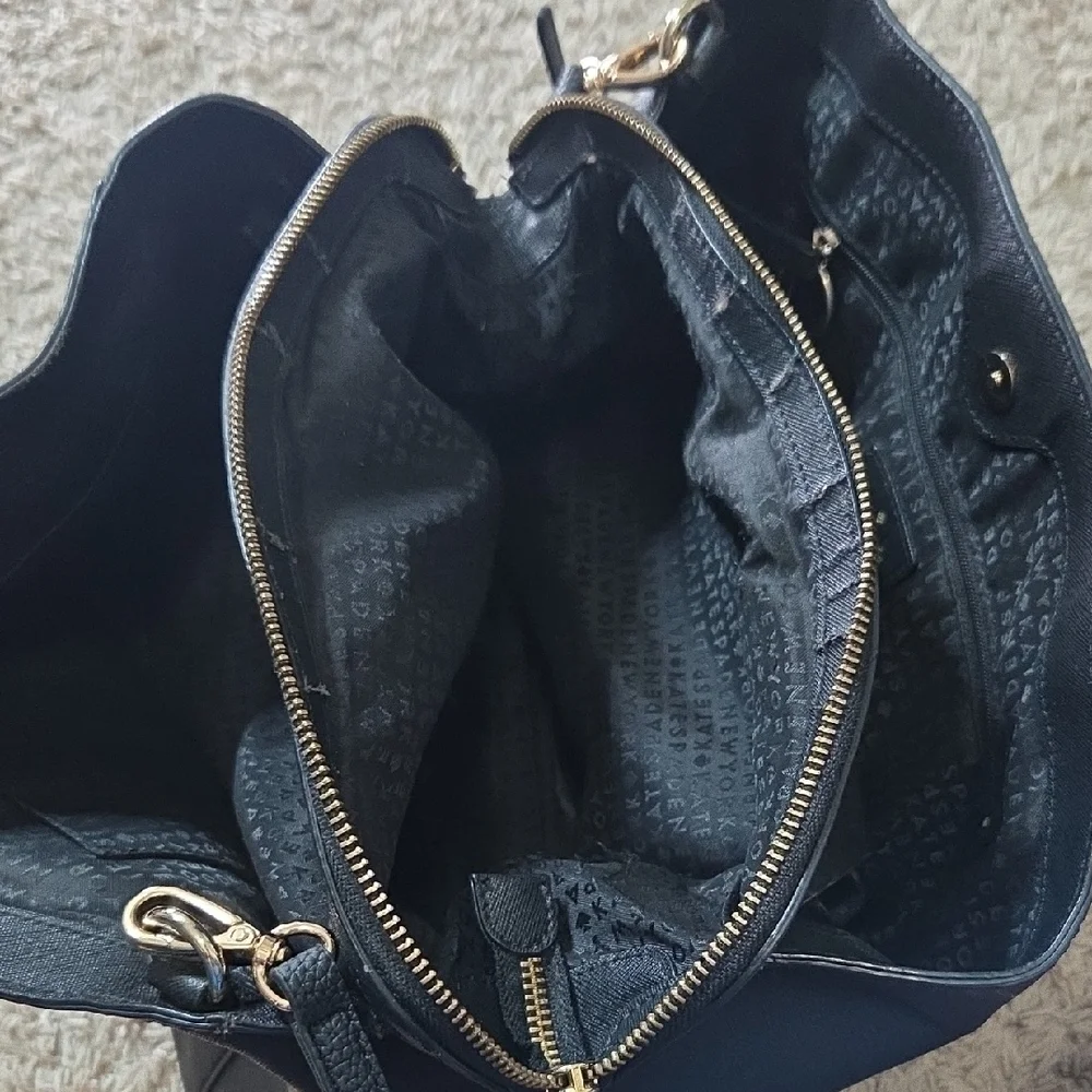 Kate Spade Large Black Shoulder Bag with Silver Accents